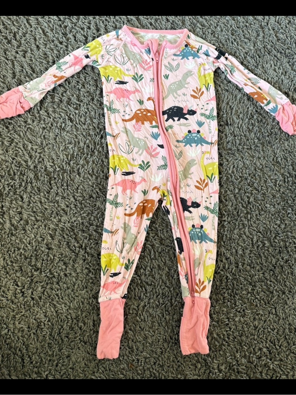 Little Sleepies Zippy - Pink Dinosaur Print
